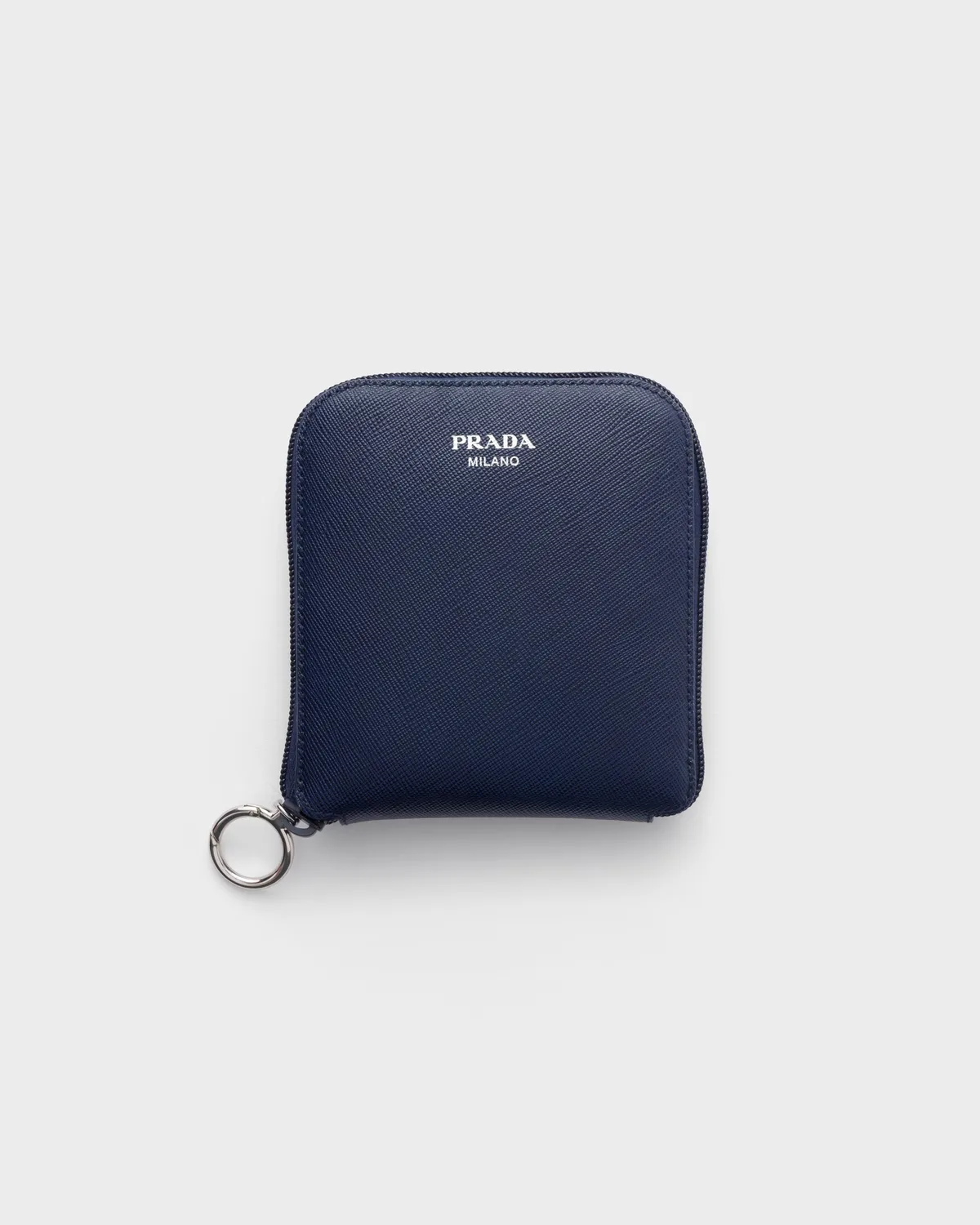 Prada Saffiano leather pendant with Re-Nylon tote bag (Baltic Blue)
