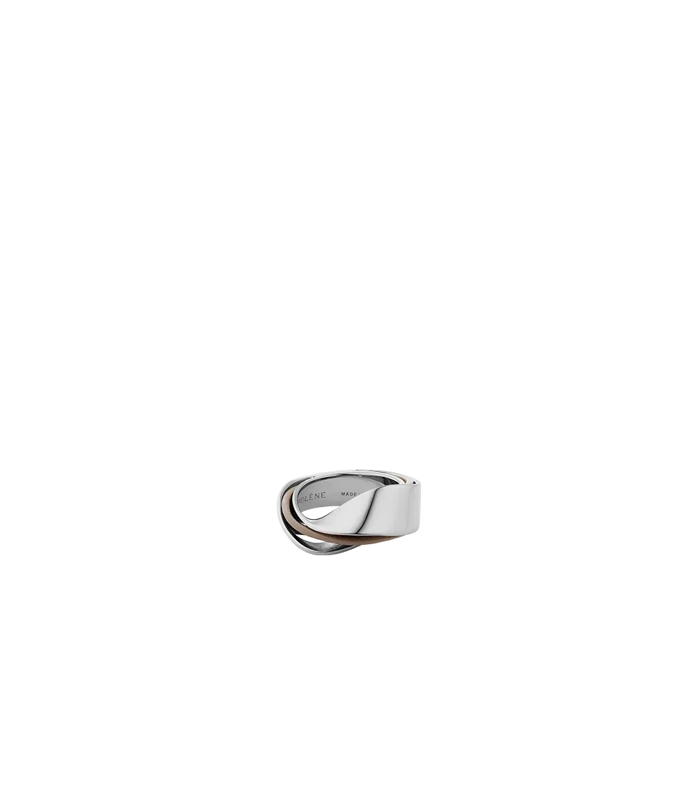 Polene Polène Ormé Ring (Silver in rhodium with Taupe Leather)